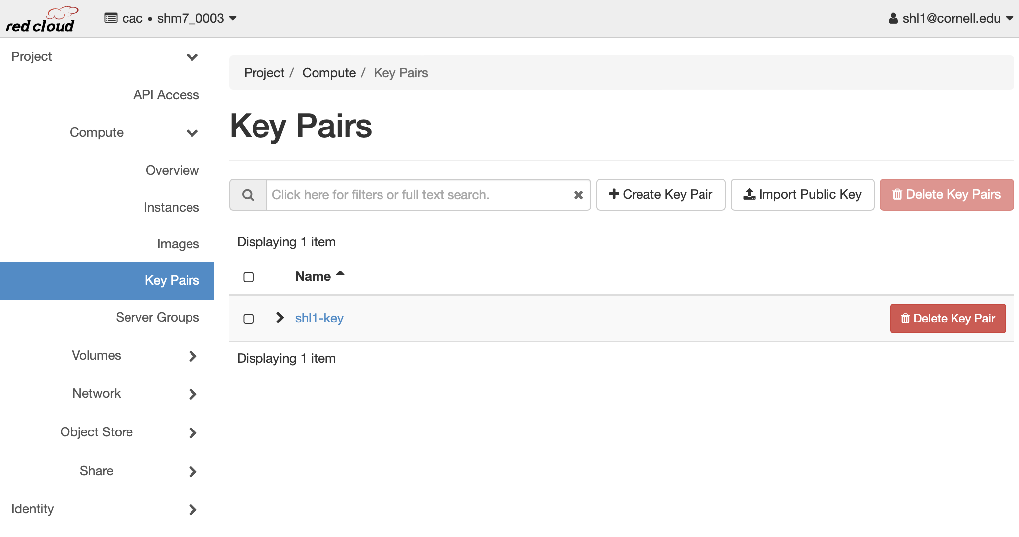 List SSH Key Pairs