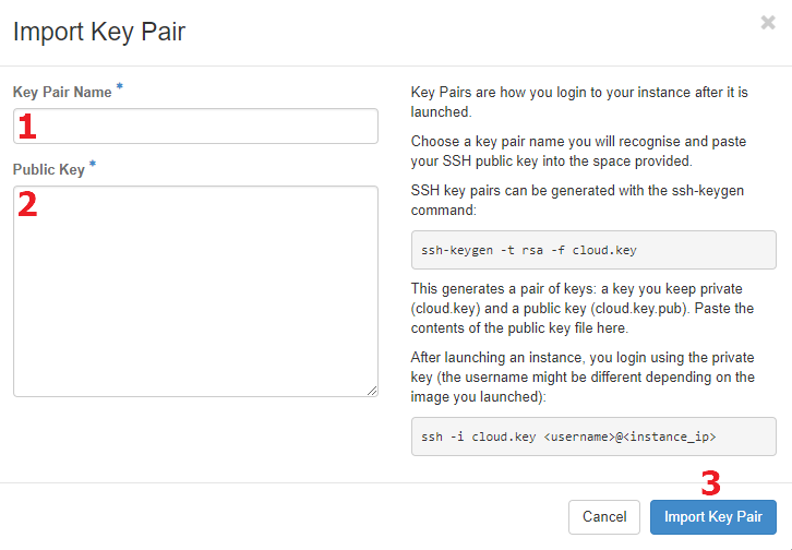 Key Pair Import Dialog diagram